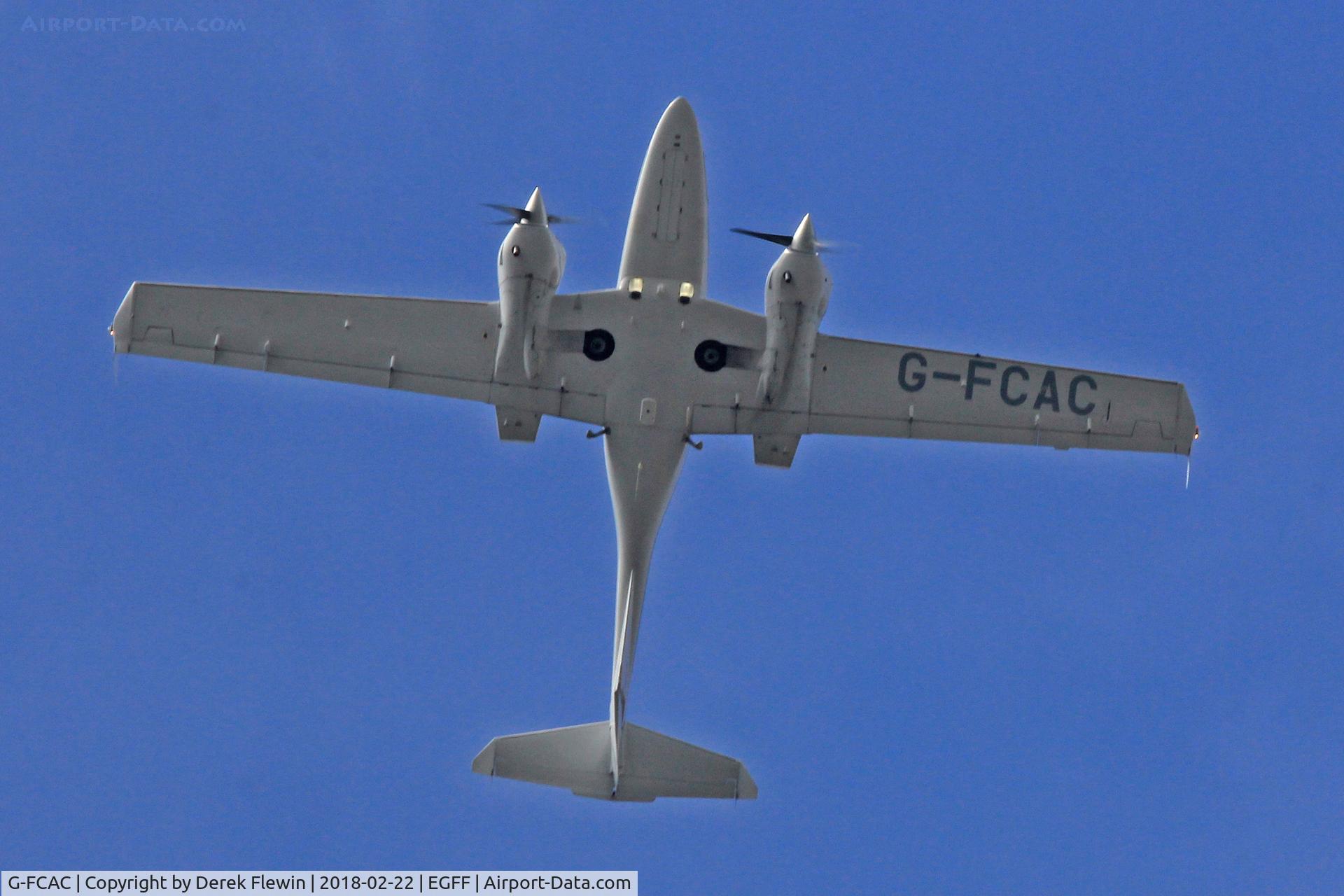 G-FCAC, 2005 Diamond DA-42 Twin Star C/N 42.062, Twin Star, seen in the overhead following Beacon Approach, en-route to  Bournemouth.