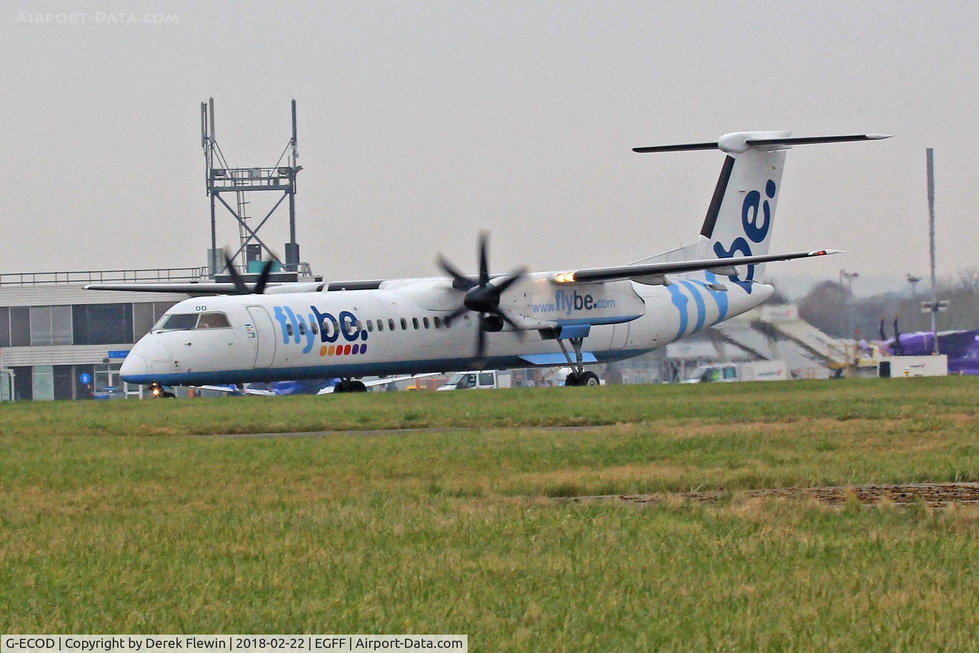 G-ECOD, 2008 De Havilland Canada DHC-8-402Q Dash 8 C/N 4206, Dash8, Flybe call sign Jersey 6XF, seen taxxing out en-route to	Glasgow