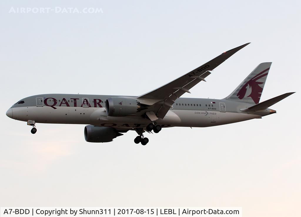 A7-BDD, 2016 Boeing 787-8 Dreamliner Dreamliner C/N 38348, Landing rwy 25R