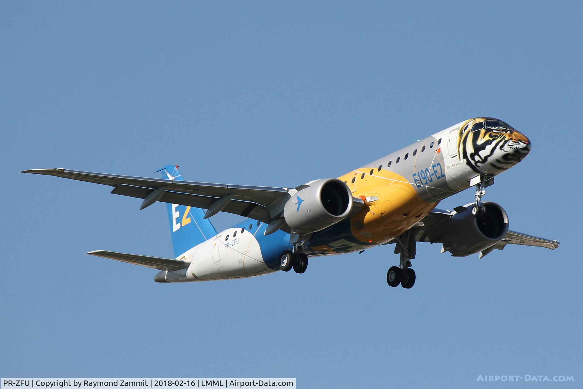 PR-ZFU, 2016 Embraer 190 E2 STD (ERJ-190-300STD) C/N 19020002, Embraer ERJ-190-E2 PR-ZFU passed through Malta on it's way to participate in the Singapore Airshow