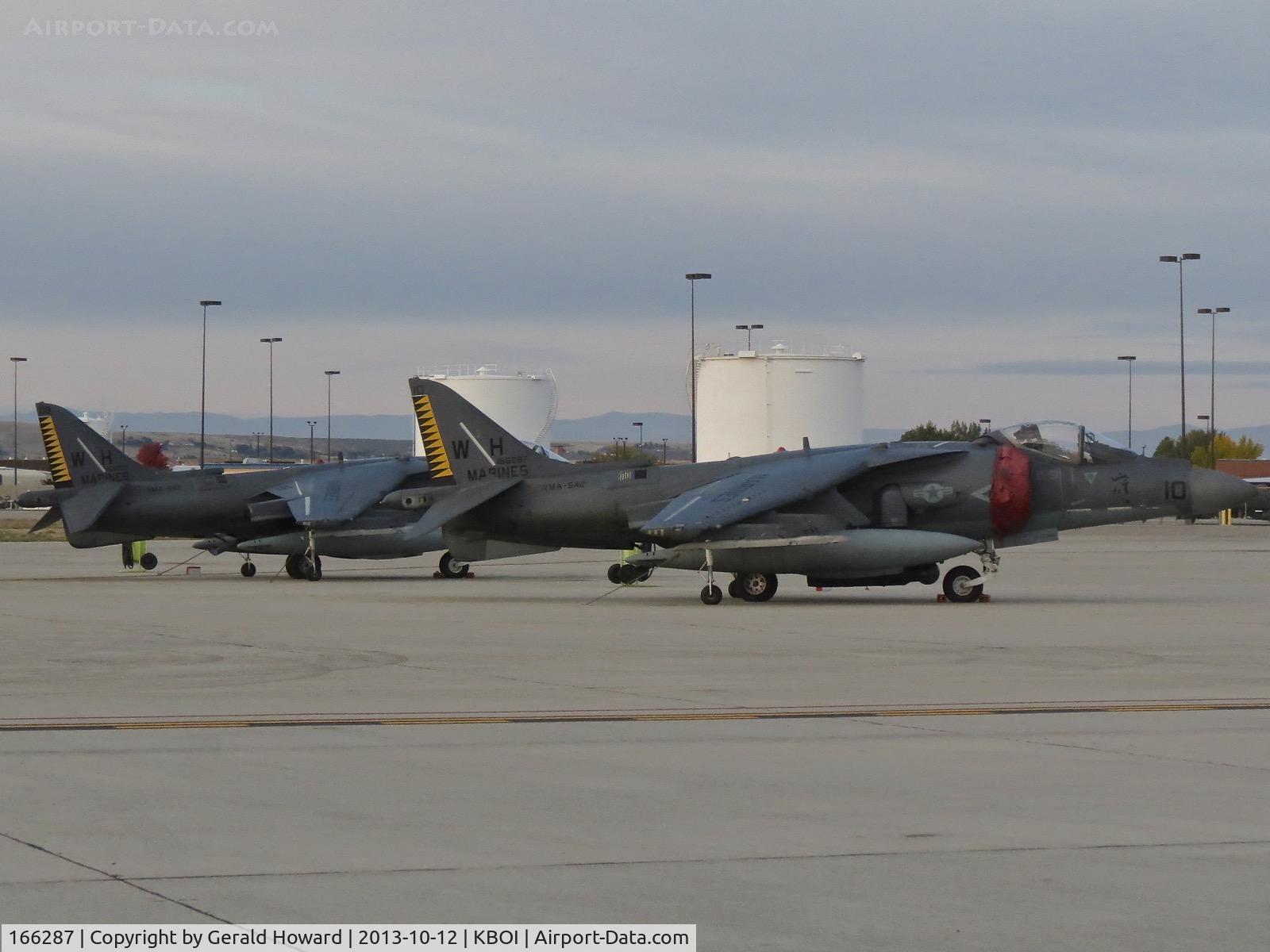 166287, Boeing AV-8B+(R) Harrier II Plus C/N B335, Parked on the Idaho ANG ramp.  VMA-542, Cherry Point, NC.