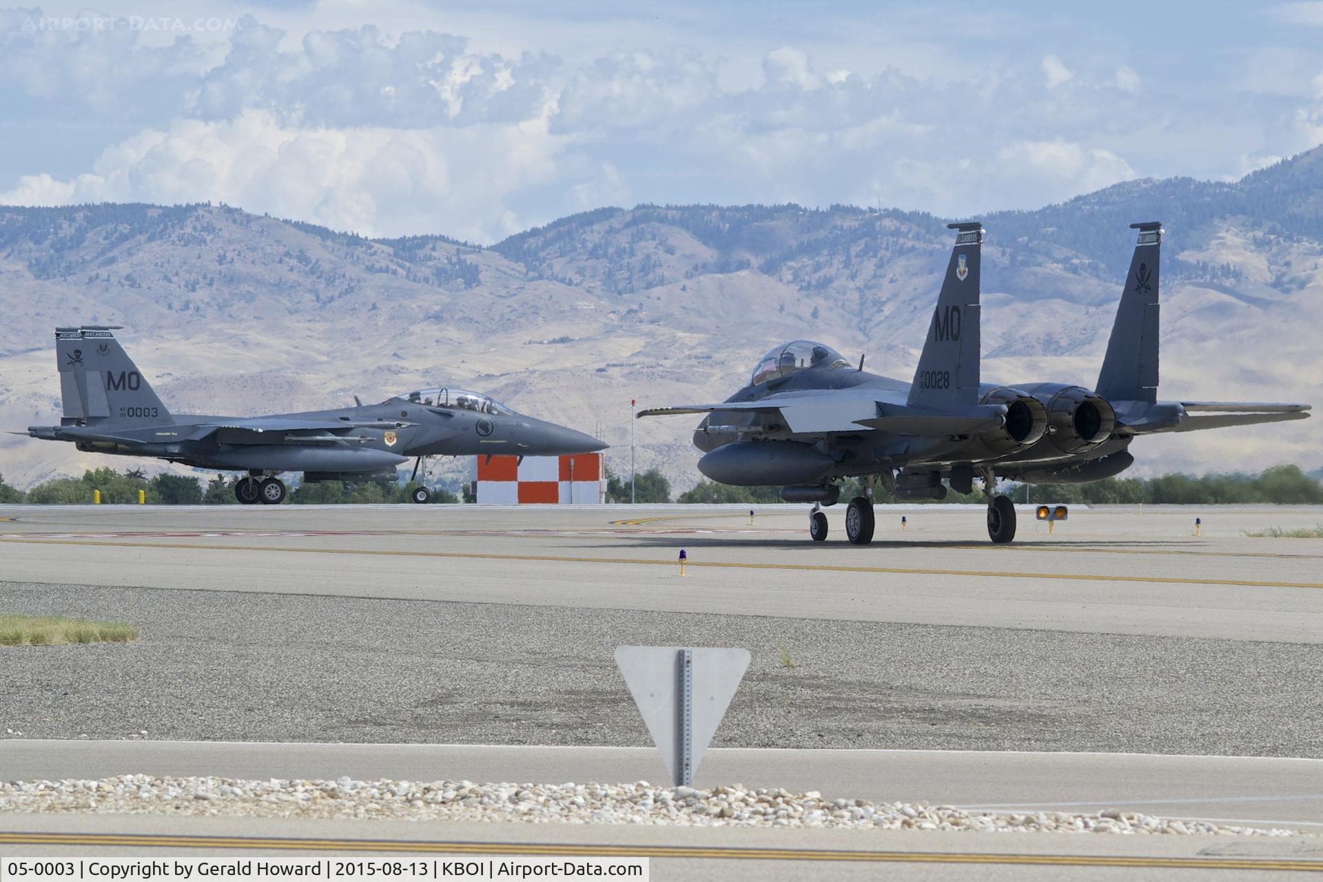 05-0003, 2005 Boeing F-15SG Strike Eagle C/N SG3, Lined up on RWY 10R with 05-0028 waiting. 428th Fighter Sq.
