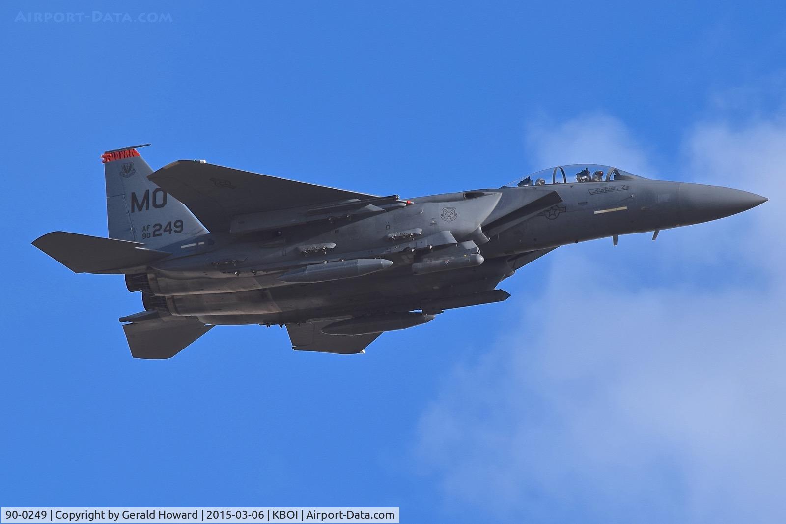 90-0249, 1990 McDonnell Douglas F-15E Strike Eagle C/N 1184/E151, Making a low approach to RWY 10R. 391st Fighter Sq. 