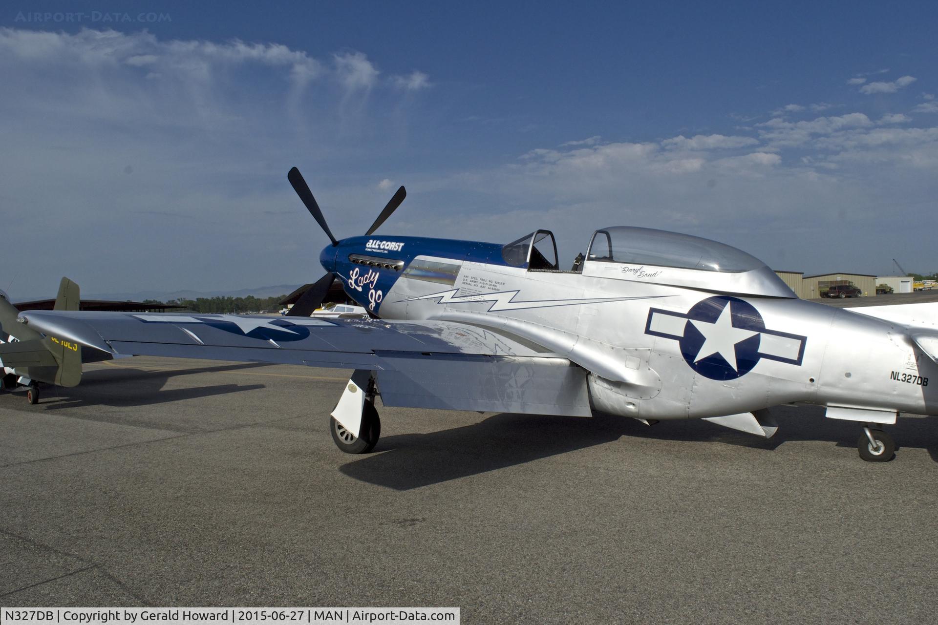 N327DB, 1944 North American P-51D Mustang C/N 44-84860, Parked on the Nampa ramp.