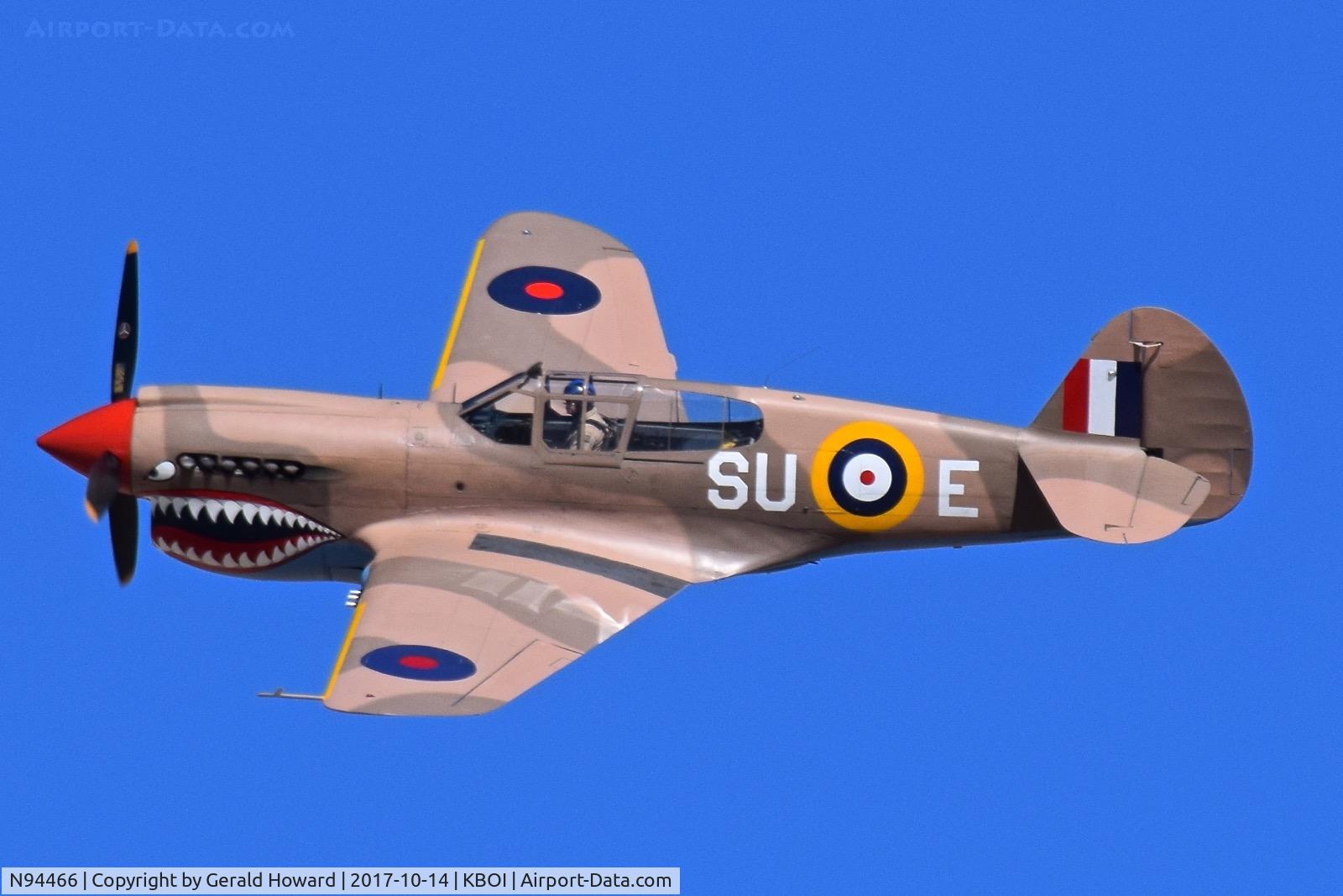 N94466, 1942 Curtiss P-40E C/N AK-899, Fly by at the Gowen Airshow.