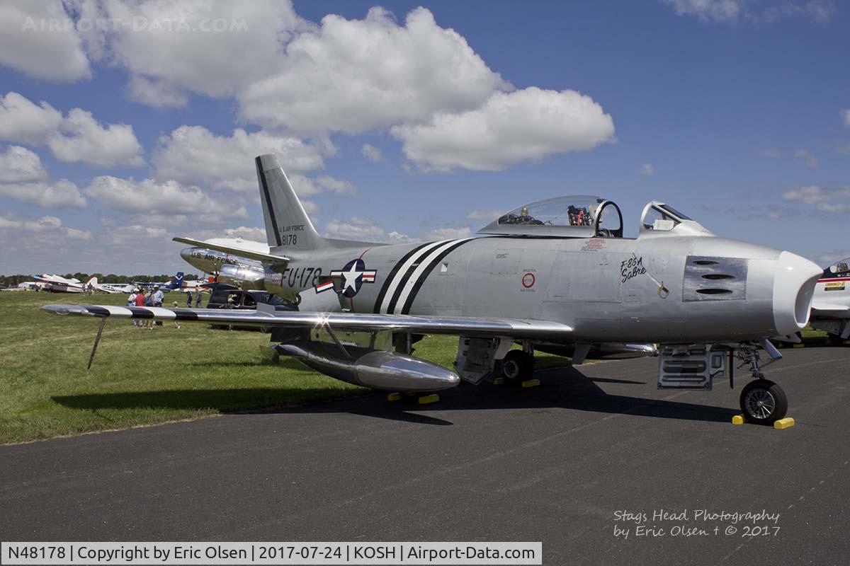 N48178, 1948 North American F-86A Sabre C/N 151-43547, F-86A on display at Airventure. This a/c was originally rebuilt in the 1970's at KPAE.