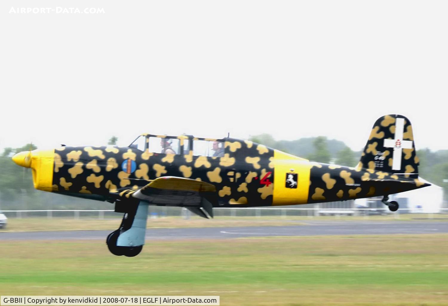 G-BBII, 1950 Fiat G-46-3B C/N 44, Landing at Farnborough.