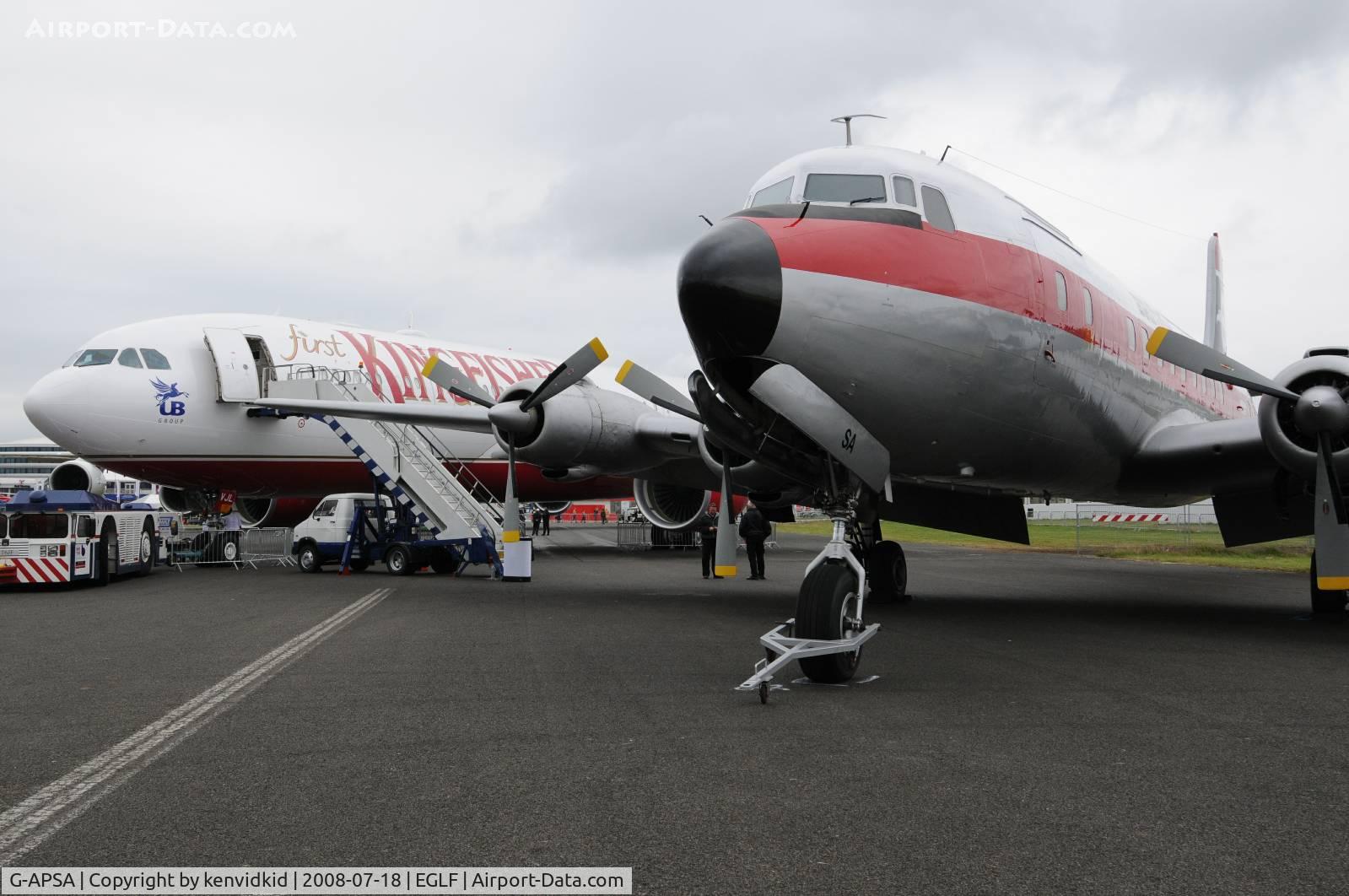 G-APSA, 1958 Douglas DC-6A C/N 45497, On static display at Farnborough.