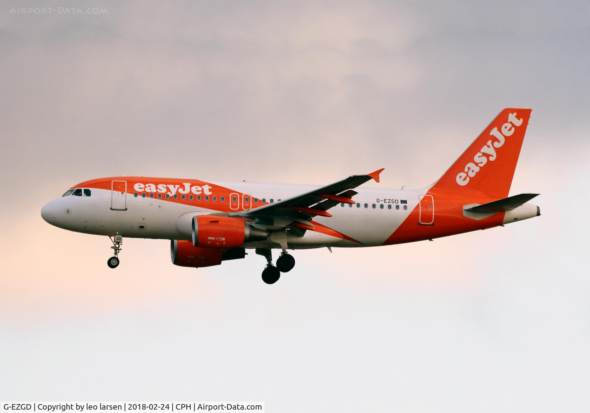 G-EZGD, 2010 Airbus A319-111 C/N 4451, Copenhagen 24.2.2018 L/D R-04L