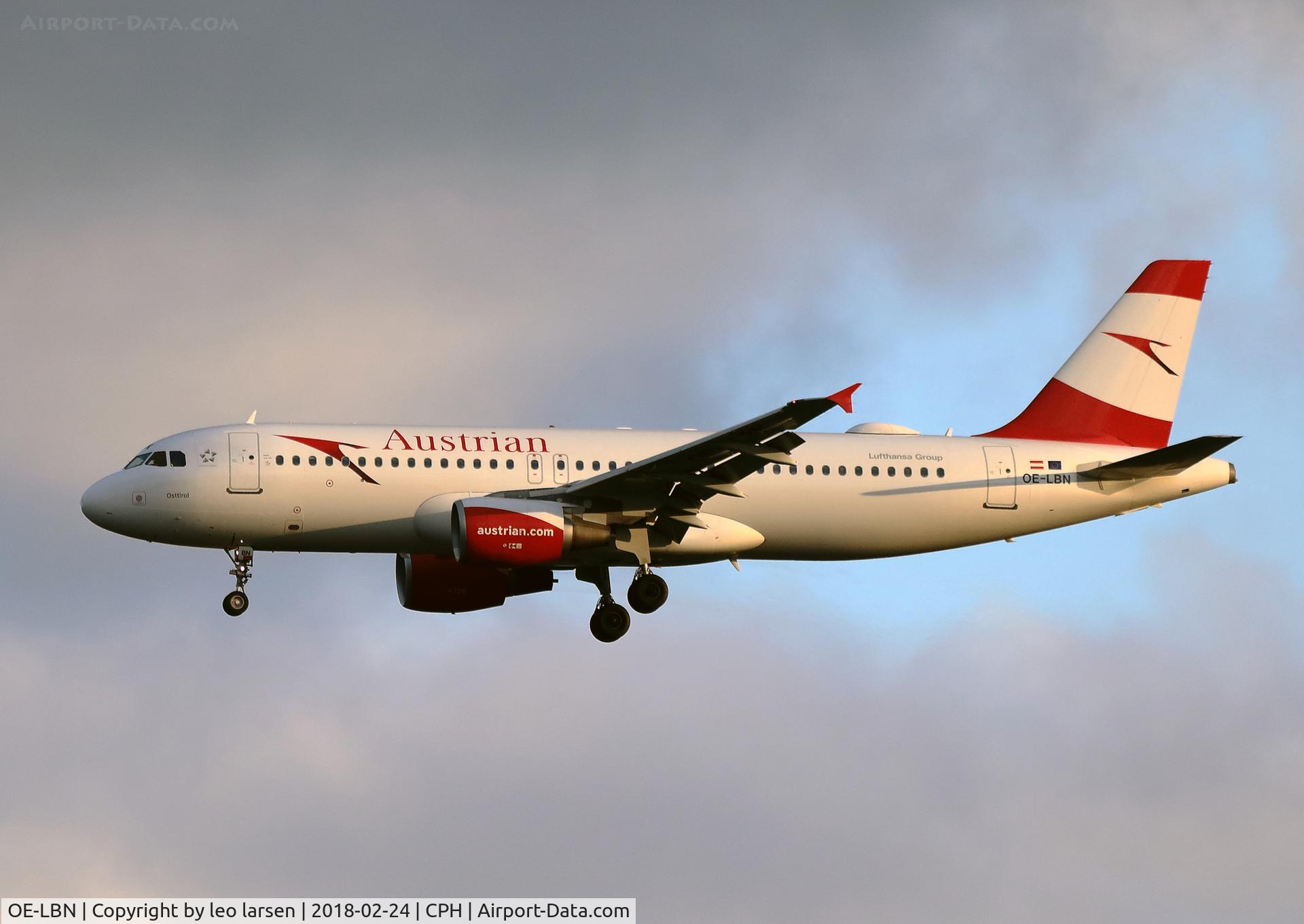 OE-LBN, 1997 Airbus A320-214 C/N 768, Copenhagen 24.2.2018 app to R-04R