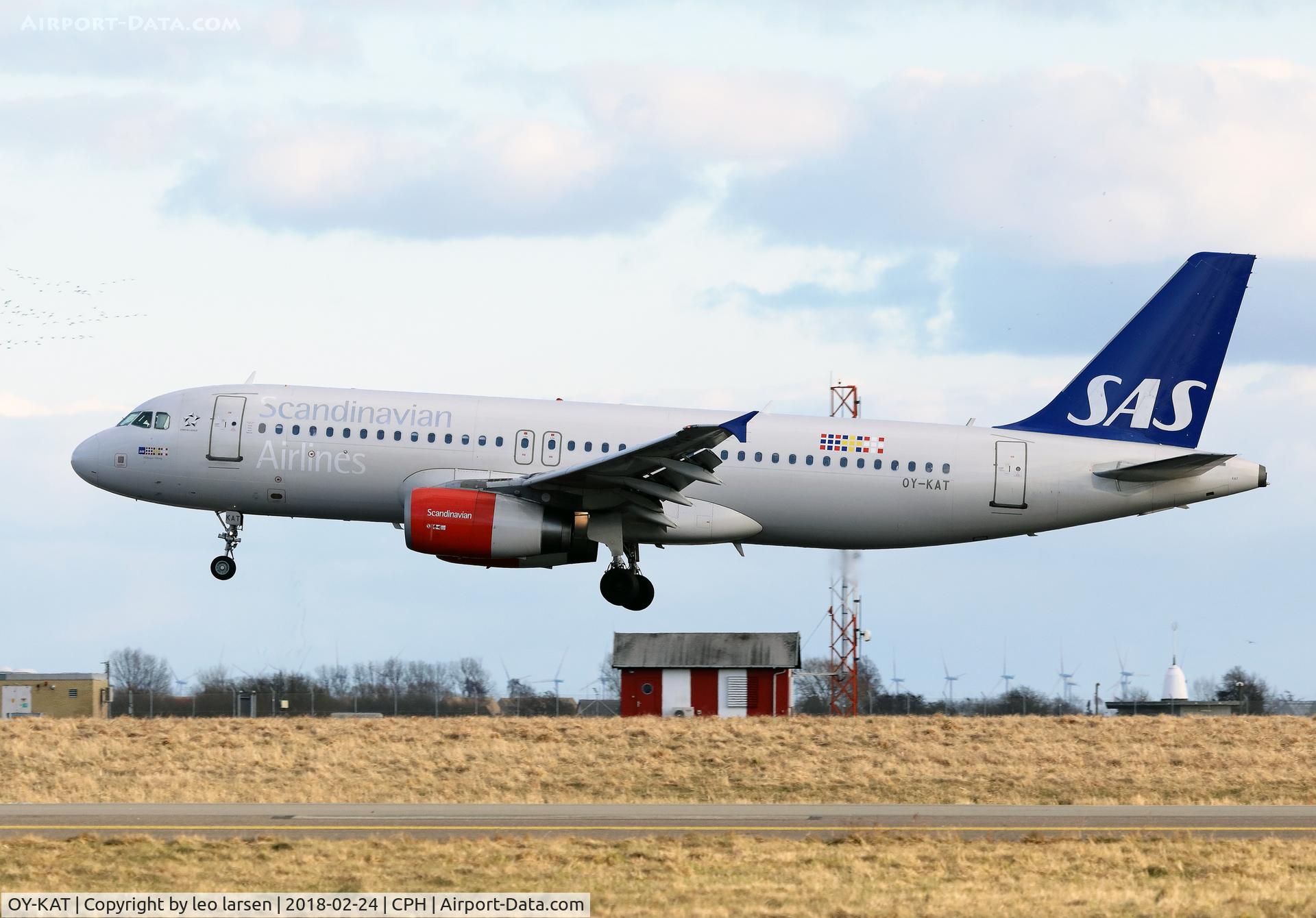 OY-KAT, 2007 Airbus A320-232 C/N 3192, Copenhagen 24.2.2018 L/D R-04L