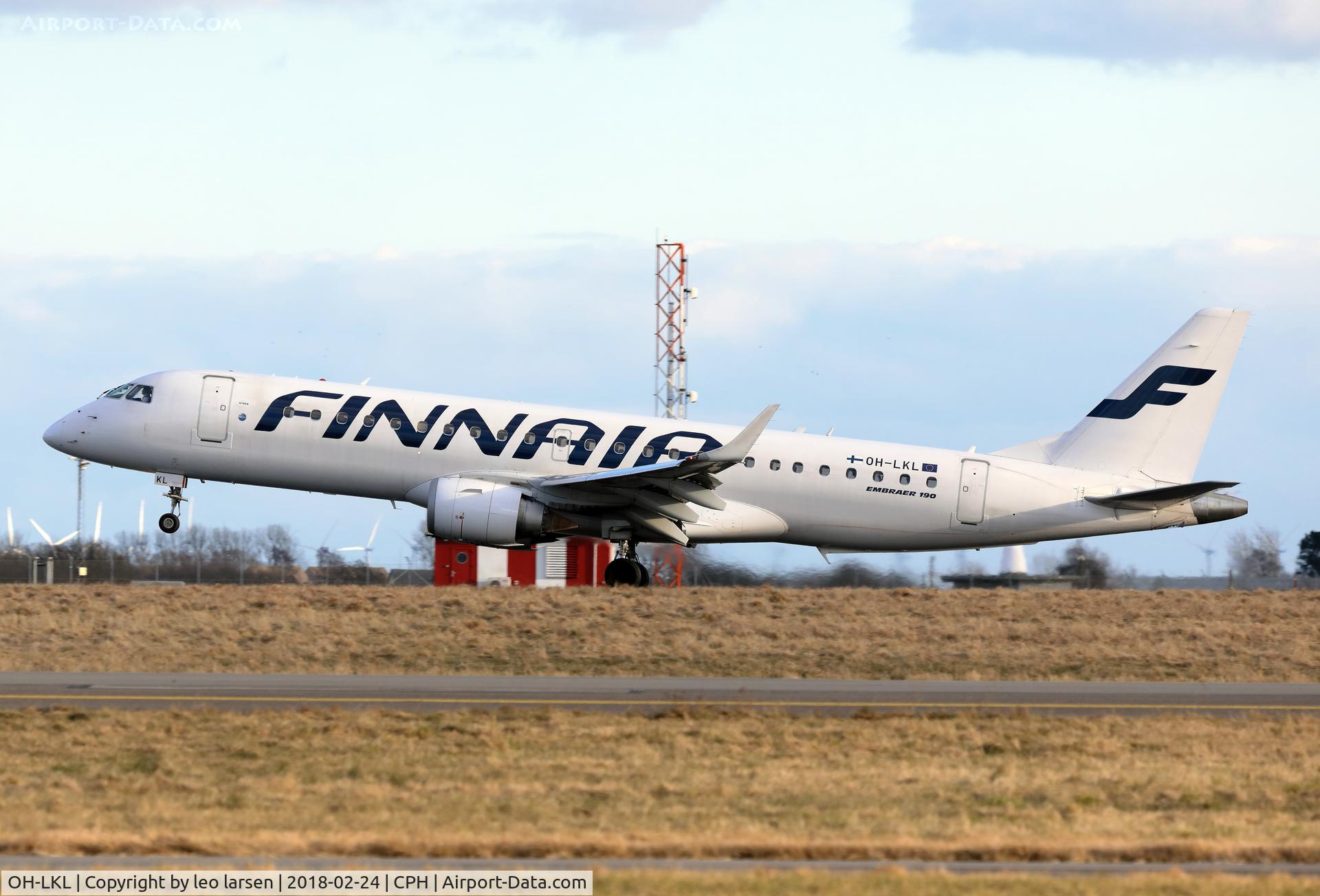 OH-LKL, 2007 Embraer 190LR (ERJ-190-100LR) C/N 19000153, Copenhagen 24.2.2018 L/D R-04L
