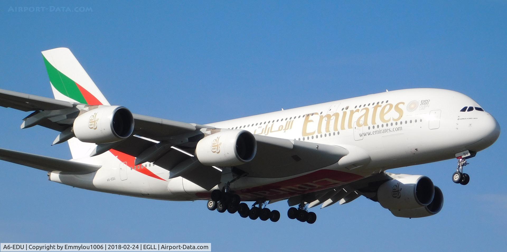 A6-EDU, 2011 Airbus A380-861 C/N 098, FROM TERMINAL 5