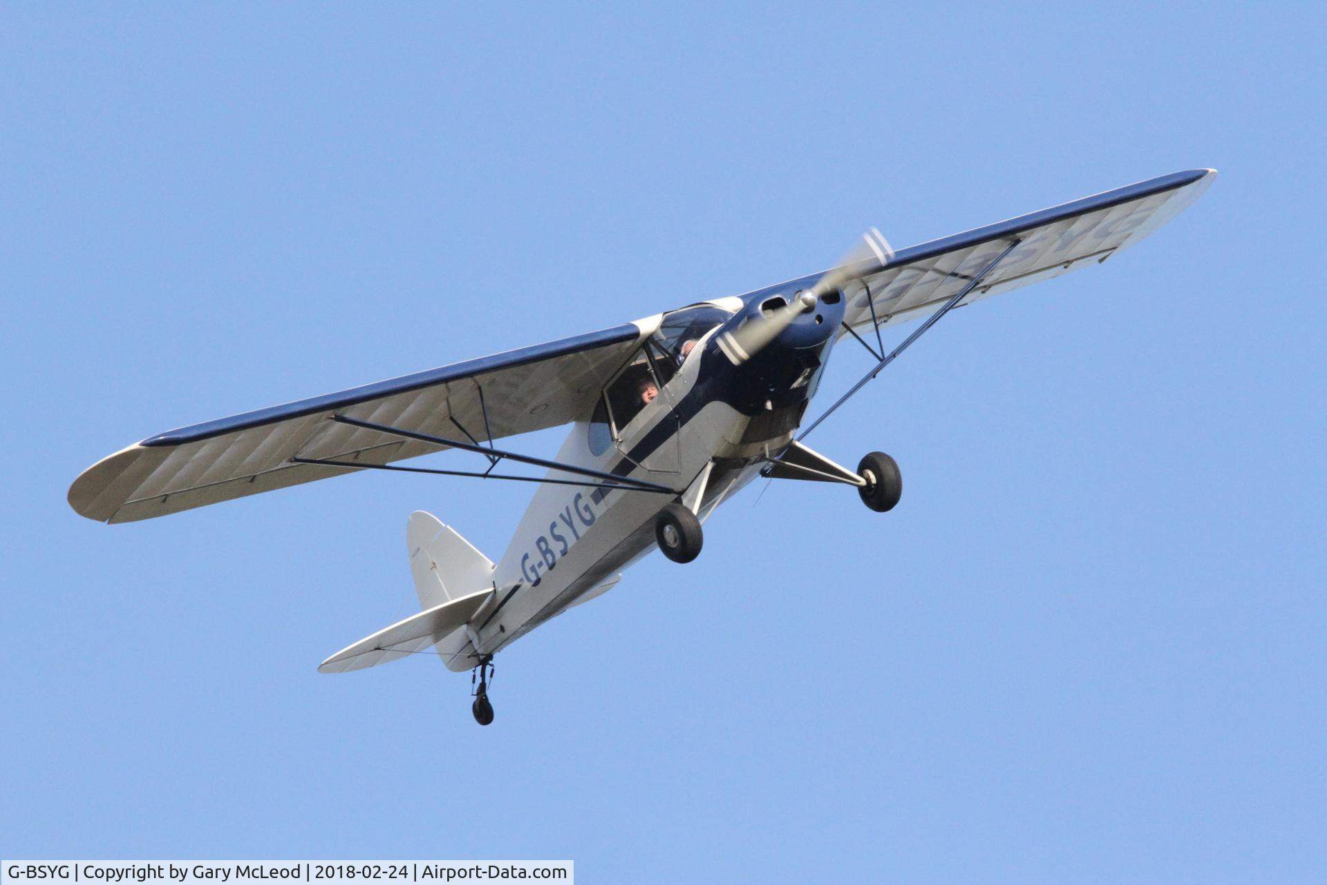 G-BSYG, 1947 Piper PA-12 Super Cruiser C/N 12-2106, Over Thorganby Ings 24 Feb 2018