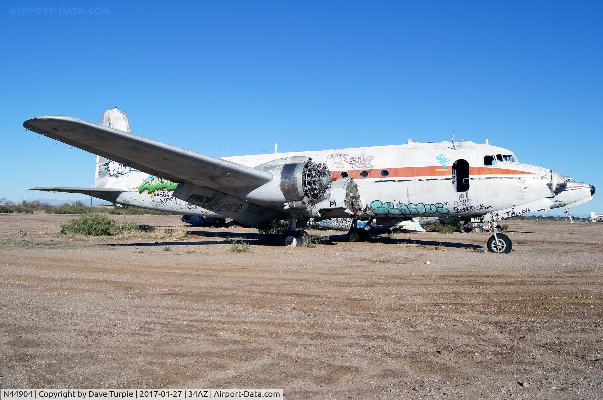 N44904, 1945 Douglas C-54Q Skymaster (DC-4) C/N 10862, A sad sight.  Vandals have destroyed the planes abandoned at this airport.