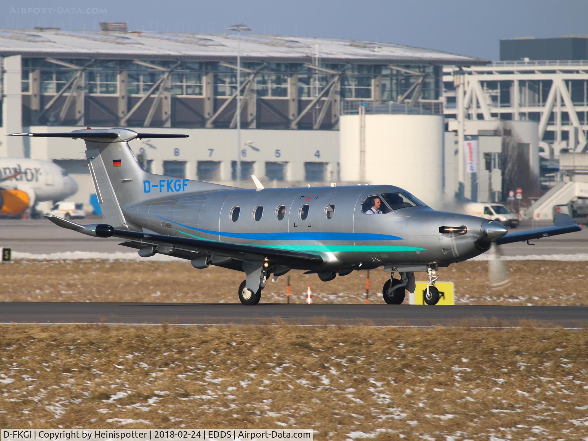 D-FKGI, 2008 Pilatus PC-12/47E C/N 1080, D-FKGI at Stuttgart Airport.