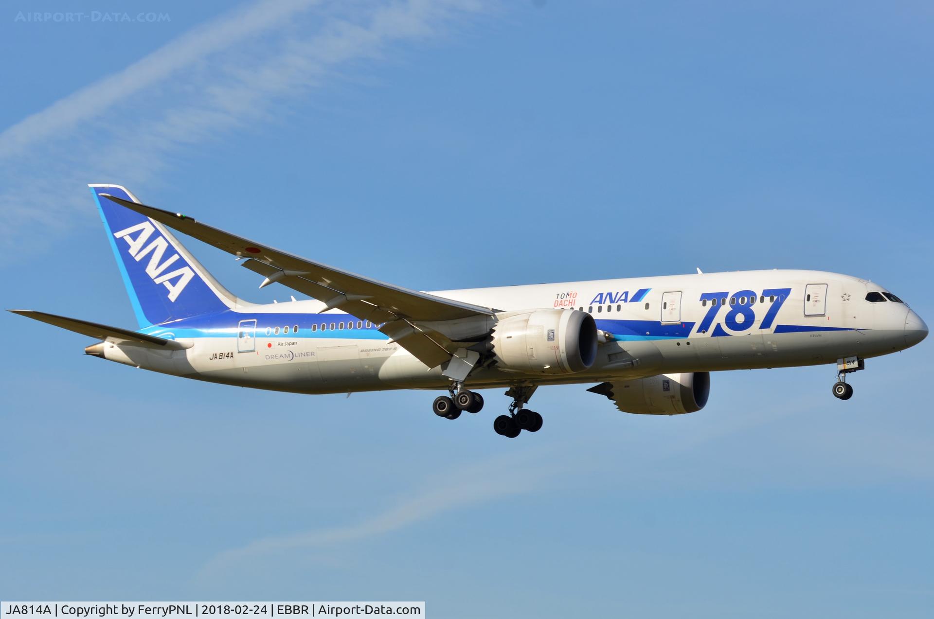 JA814A, 2012 Boeing 787-8 Dreamliner C/N 34493, ANA B788 arriving in BRU