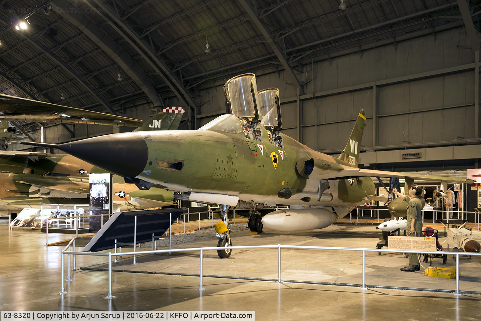 63-8320, 1963 Republic F-105G-1-RE Thunderchief C/N F097, This Thud was produced as an ‘F’ and served with 49 TFW in Germany.  It flew as “Cooter” with 333 TFS, 355 TFW at Takhli RTAFB.  It then moved to Korat RTAFB, after which it was modified to an F-105G and served as “Bam-Bam” with 561 TFS in 1972-73.