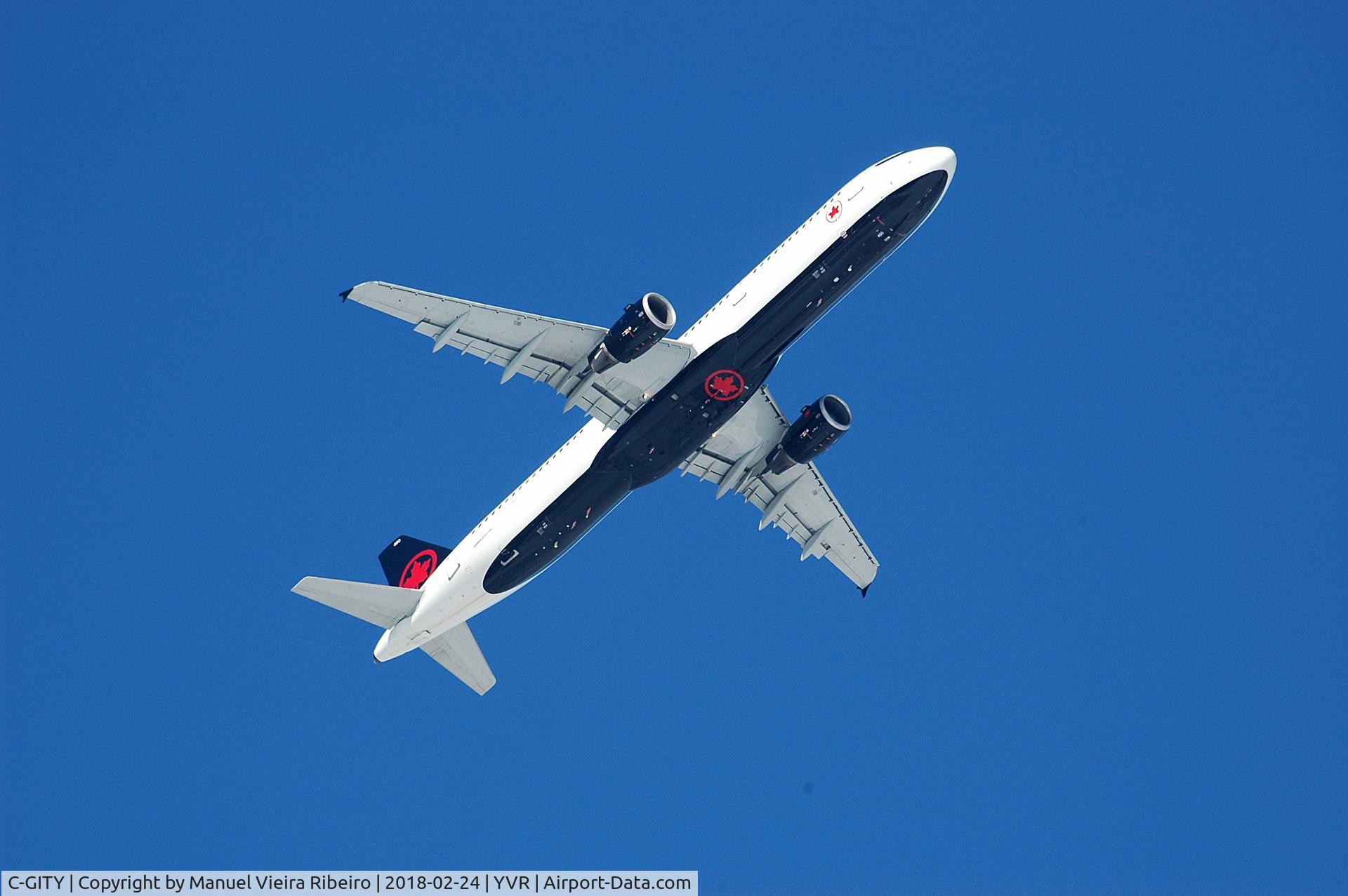 C-GITY, 2001 Airbus A321-211 C/N 1611, Departure from YVR on a clear,sunny day after snowstorm.
