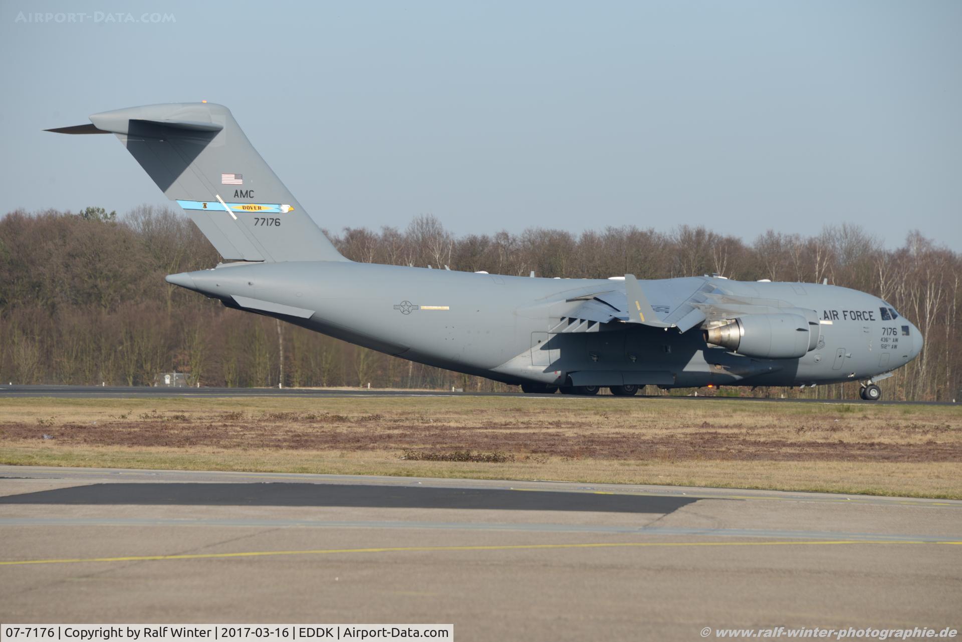 07-7176, 2007 Boeing C-17A Globemaster III C/N P-176, Boeing C-17A Globemaster III - MC RCH US Air Force USAF - P-176 - 07-7176 - 16.03.2017 - CGN