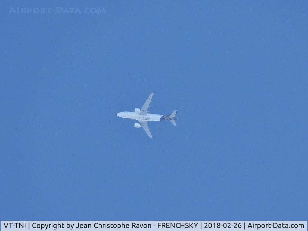 VT-TNI, 2018 Airbus A320-251N C/N 8099, AIB021X test flight level 390 overflying Bordeaux city