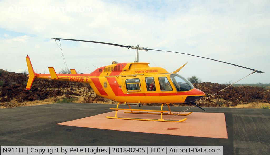 N911FF, 1992 Bell 206L-3 LongRanger III C/N 51581, N911FF Long Ranger at Waikoloa, Hawaii - not actually at the HI07 heliport but on a pad at the Fire Station about a mile north on the 19.