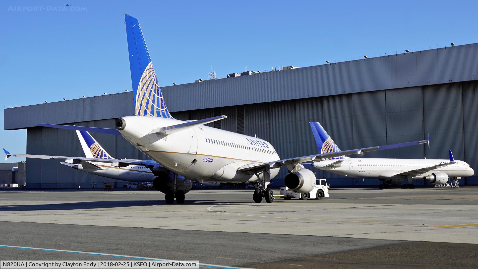 N820UA, 1998 Airbus A319-131 C/N 898, Three different aircraft. SFO 2018.