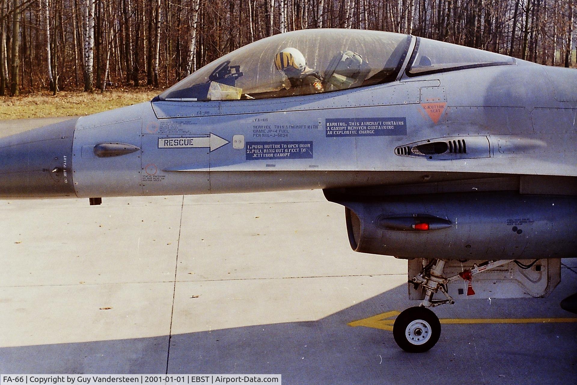 FA-66, SABCA F-16AM Fighting Falcon C/N 6H-66, BAF 31 Sqn Ample Gain mission at EBST mid-eighties