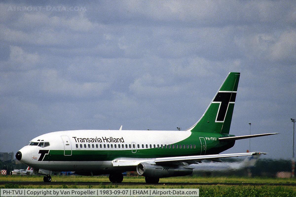 PH-TVU, 1982 Boeing 737-2K2 C/N 22906, Transavia Holland Boeing 737-2K2 taking off from schiphol airport, the Netherlands, 1983