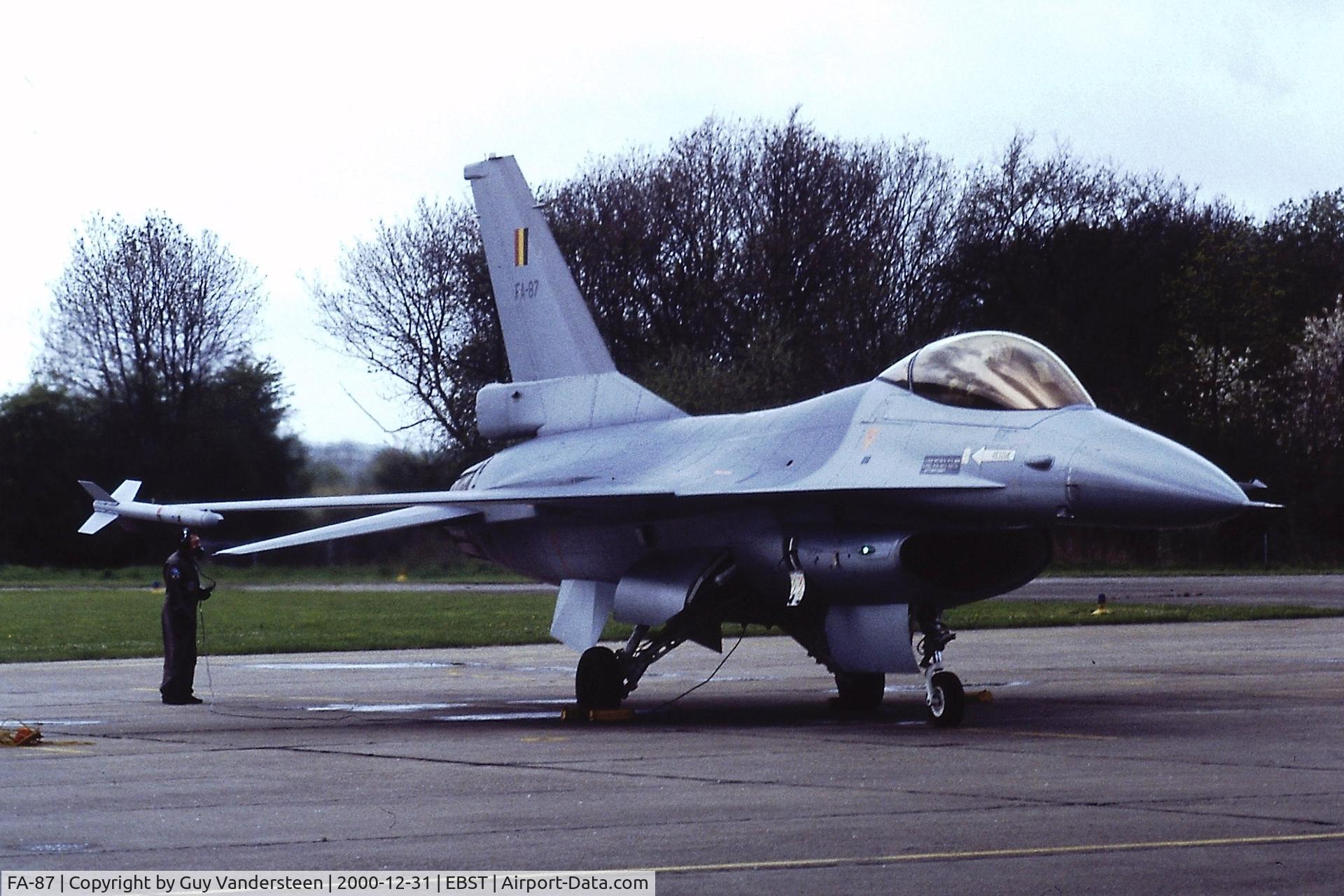 FA-87, SABCA F-16AM Fighting Falcon C/N 6H-87, BAF FA-87 at EBST (eighties)