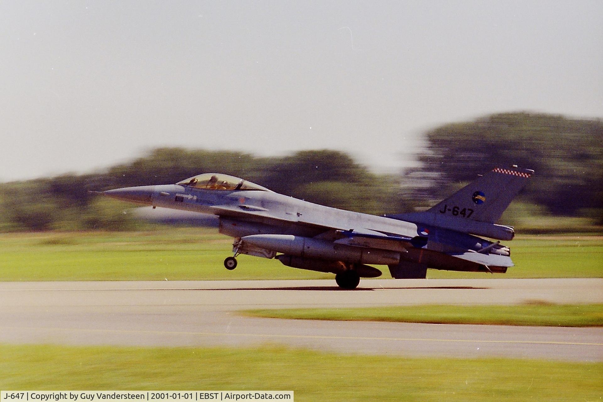 J-647, Fokker F-16A Fighting Falcon C/N 6D-79, RNLAF F-16A J-647 at EBST (eighties)