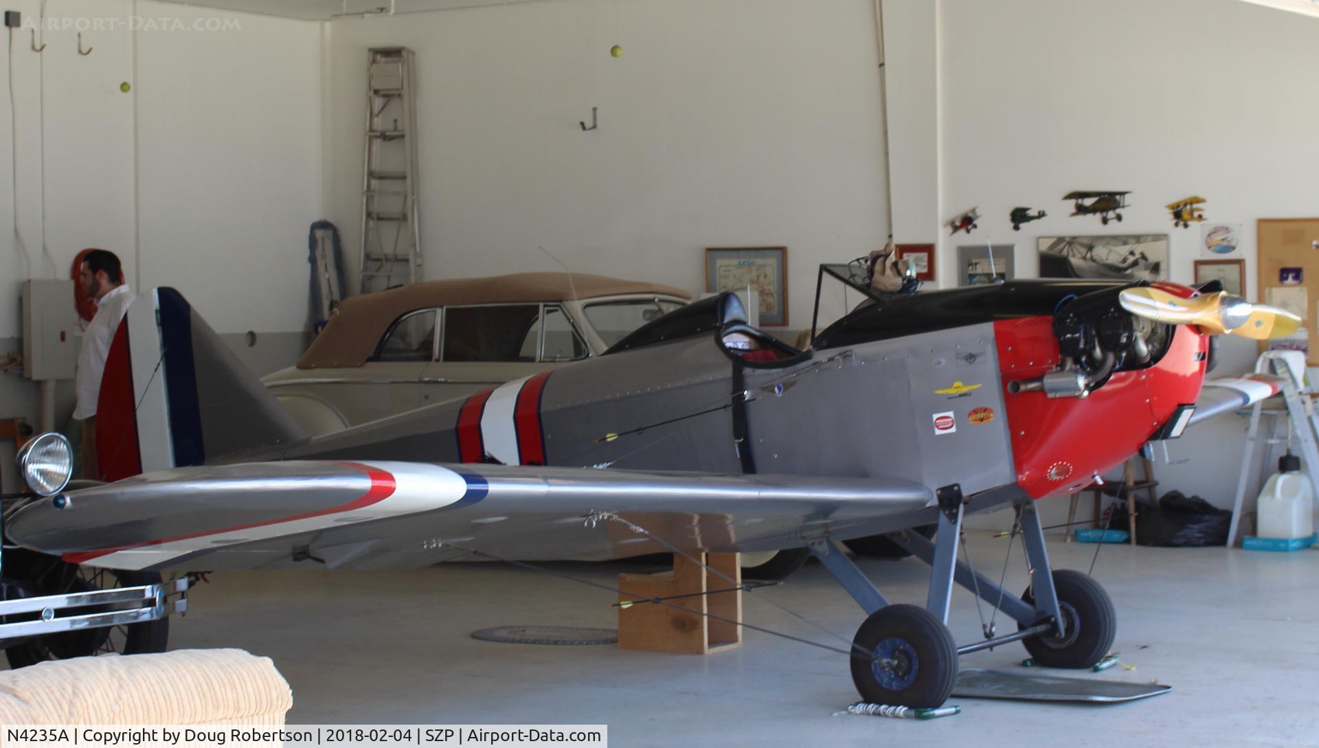N4235A, Bowers Fly Baby C/N 73-21, 1991 Schuetz BOWERS FLY BABY 1A, Continental C75 85 Hp, an experimental class single seat design of the late Peter Bowers, Boeing aeronautical engineer and aircraft historian. See other photos also.
