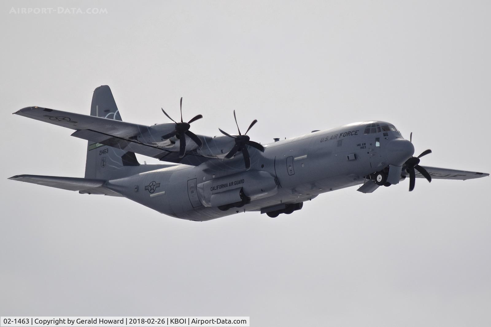 02-1463, 2003 Lockheed Martin C-130J-30 Super Hercules C/N 382-5551, Climb out from RWY 28L. 146th Air Wing, CA ANG.