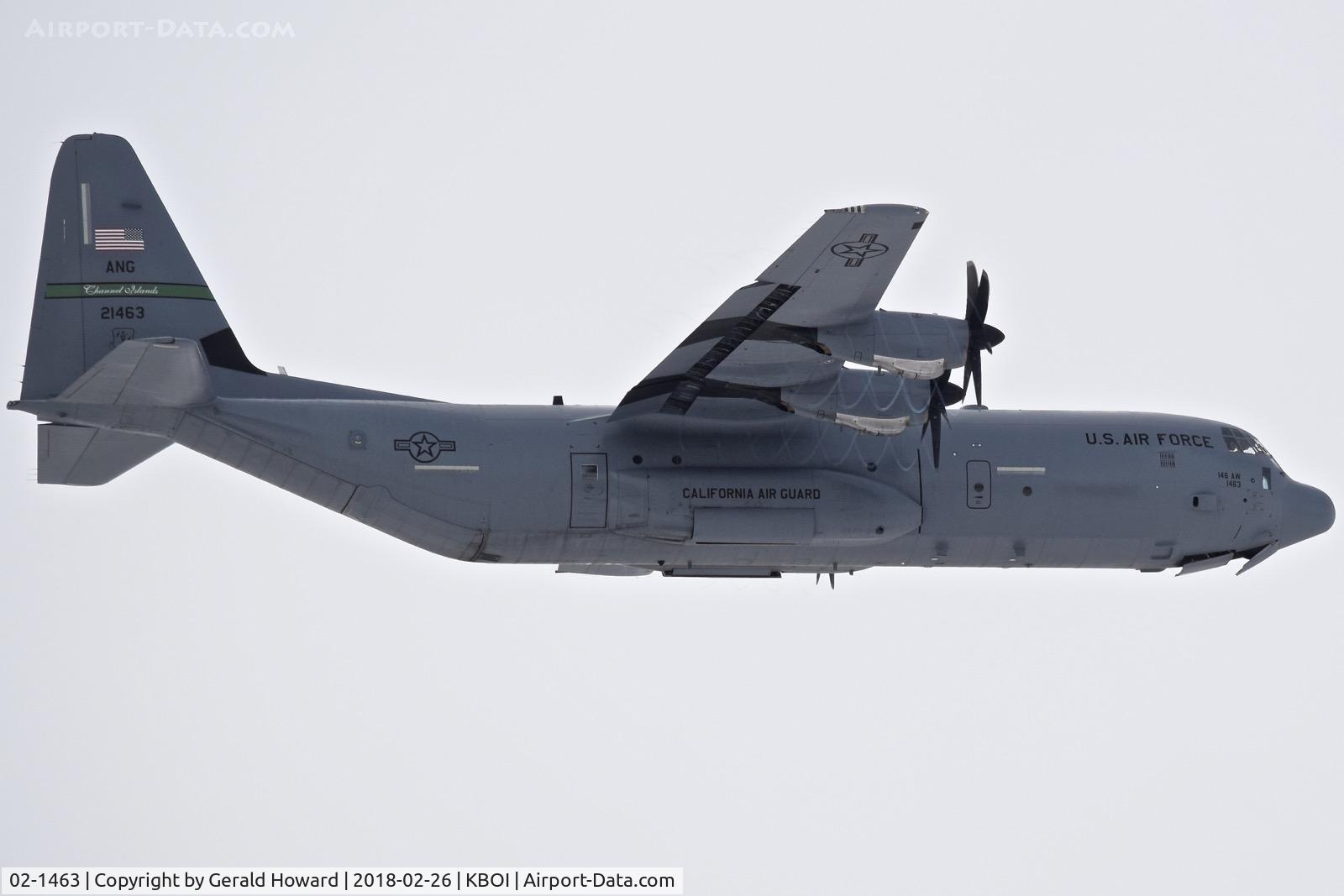02-1463, 2003 Lockheed Martin C-130J-30 Super Hercules C/N 382-5551, Departing BOI. 146th Air Wing, CA ANG.