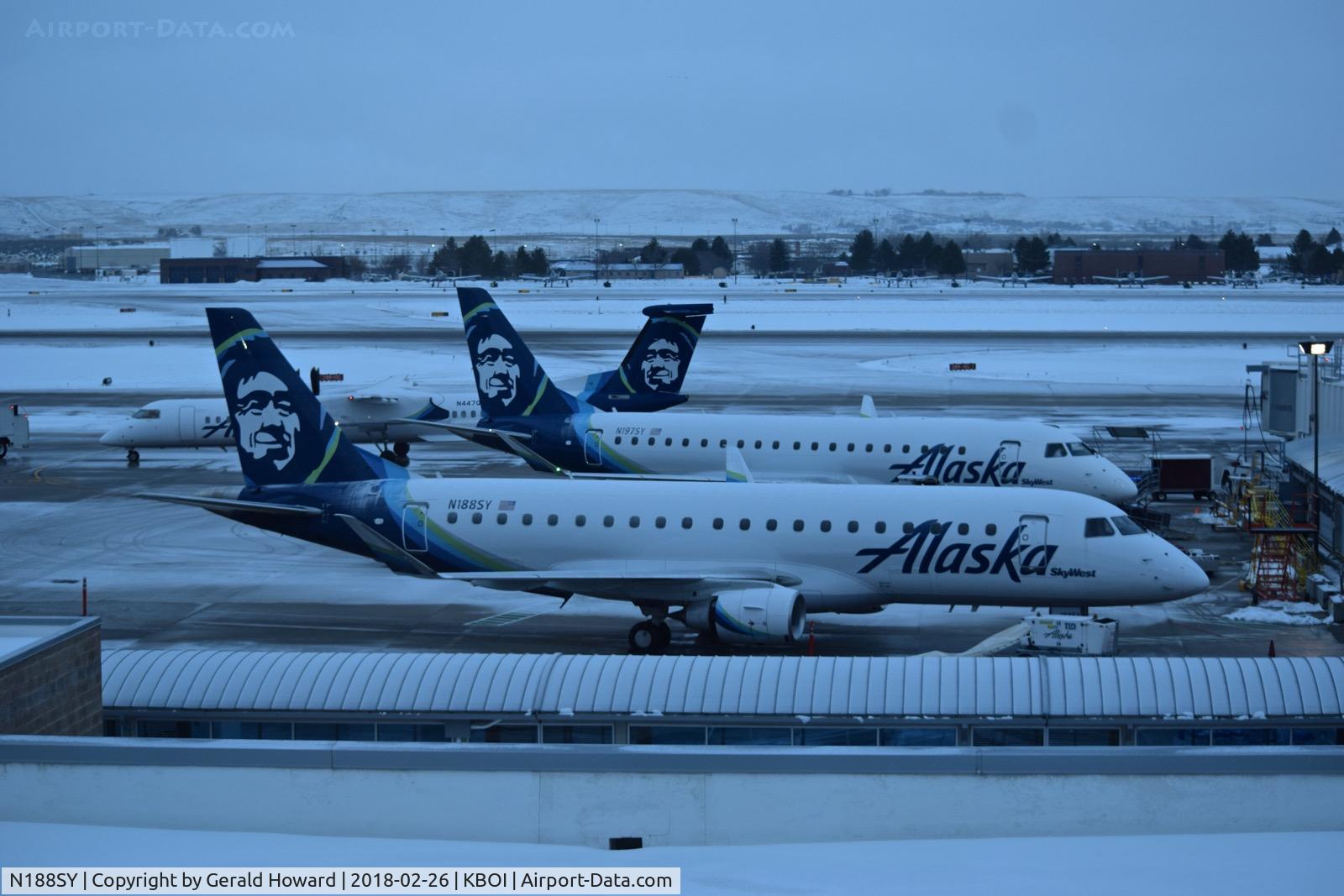 N188SY, 2016 Embraer 175LR (ERJ-170-200LR) C/N 17000628, Early morning on part of the Alaska ramp.