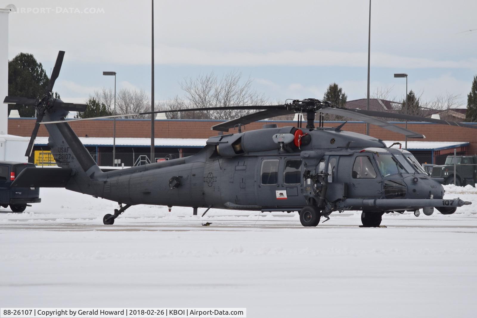 88-26107, 1988 Sikorsky HH-60G Pave Hawk C/N 70-1304, Parked on the Idaho ANG ramp.  129th Rescue Wing, 129th RQS, Moffett Field, CA ANG.