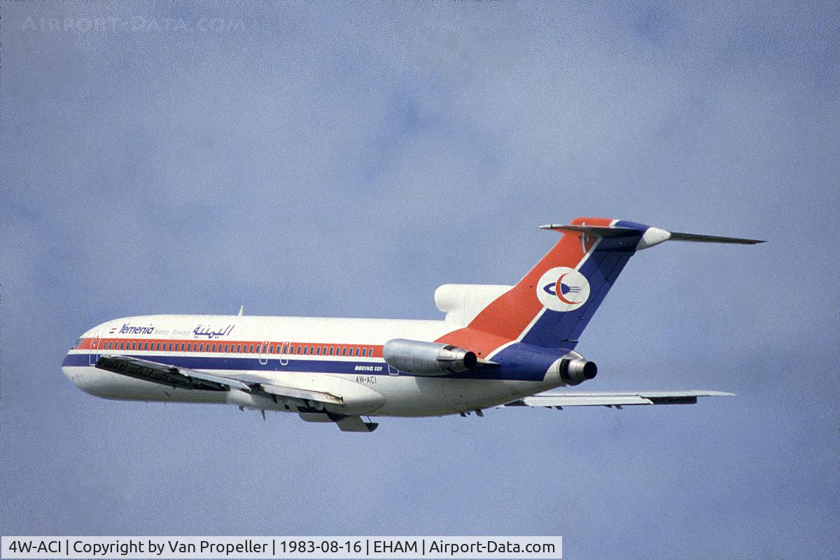 4W-ACI, 1979 Boeing 727-2N8 C/N 21847, Yemenia Boeing 727-2N8 taking off from Schiphol airport, the Netherlands, 1983