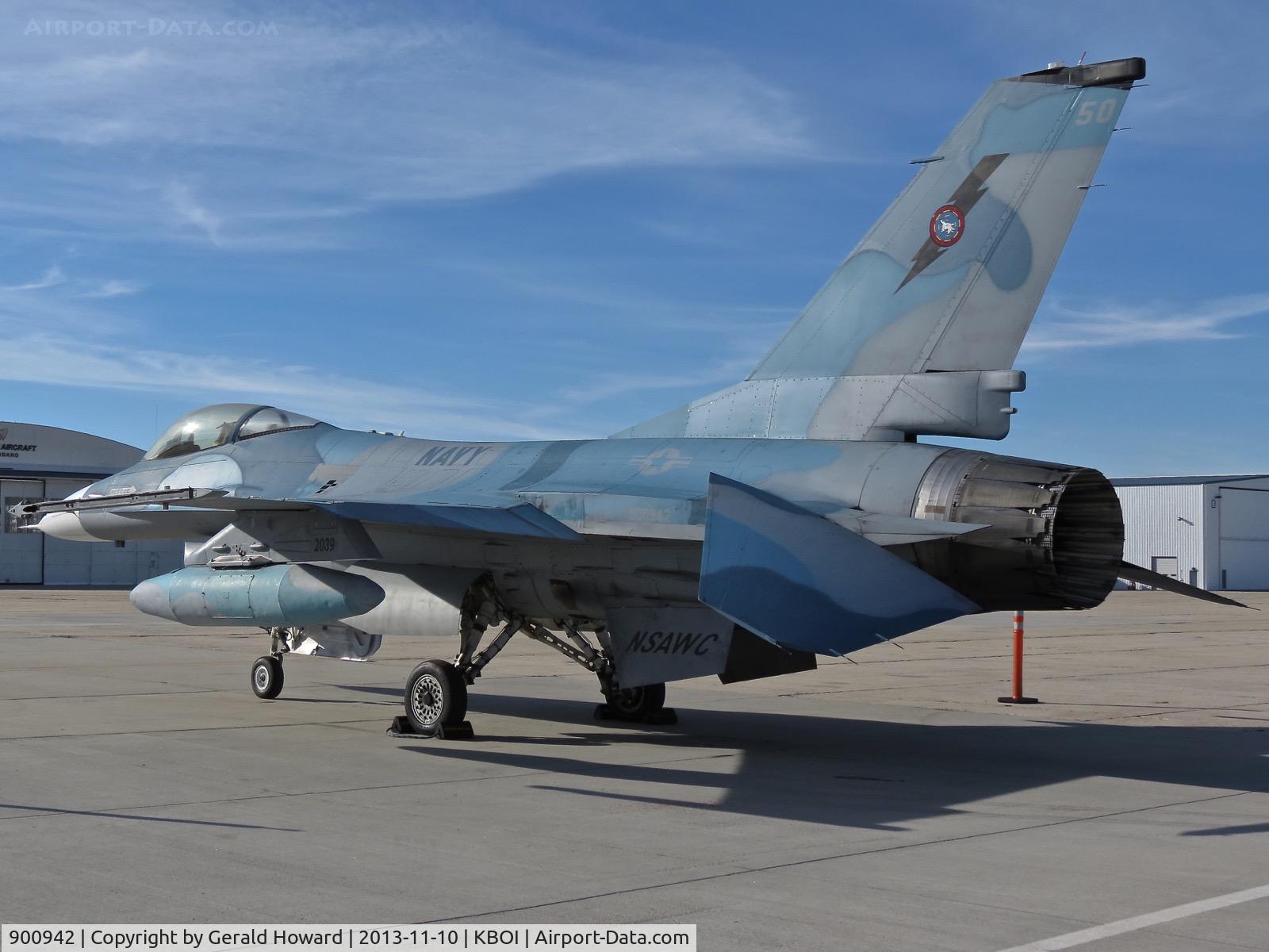 900942, 1990 General Dynamics F-16A C/N DG-1, Old USAF 90-0942. Turned over to USN December 2002. Fighter Weapons School, NAS Fallon, NV.