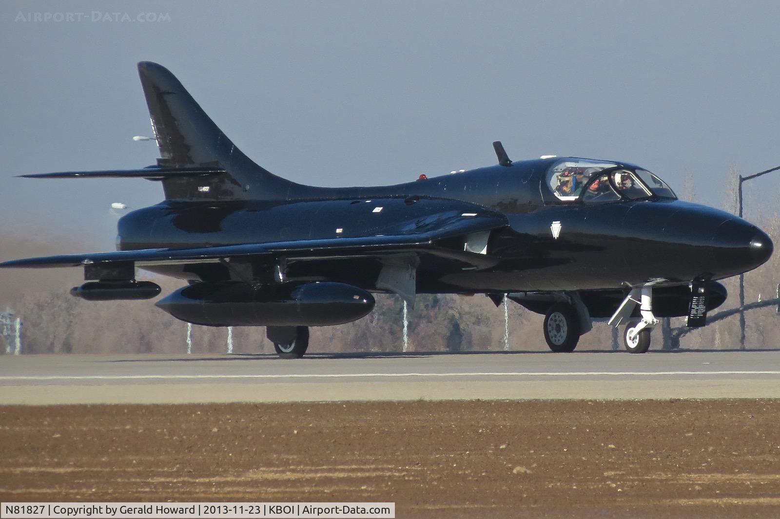 N81827, Hawker Hunter T75A C/N 41H-670829 see comment, Starting take off roll on RWY 10R.