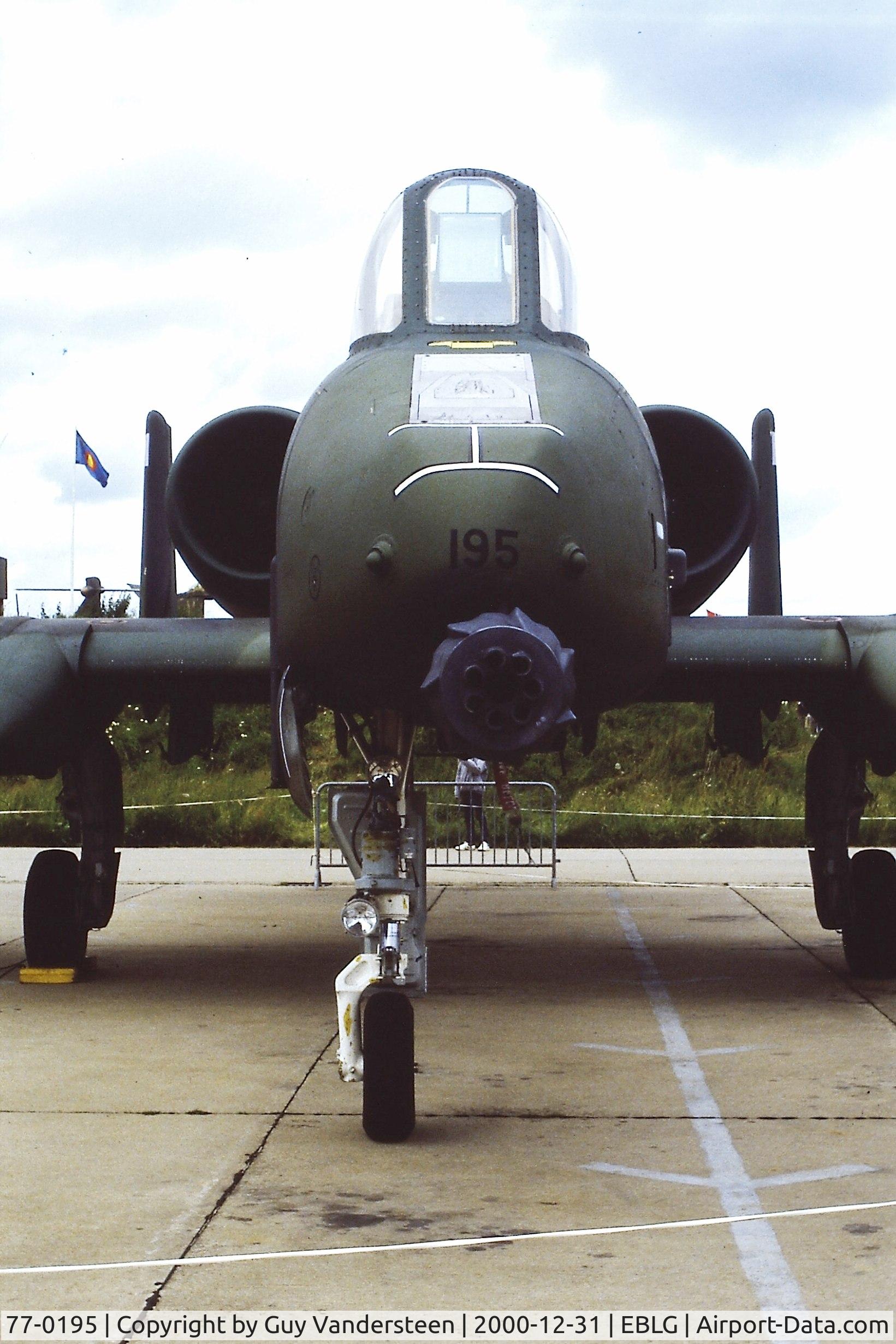 77-0195, 1977 Fairchild Republic A-10A Thunderbolt II C/N A10-0120, Open Door 3W Tac Bierset 1983
