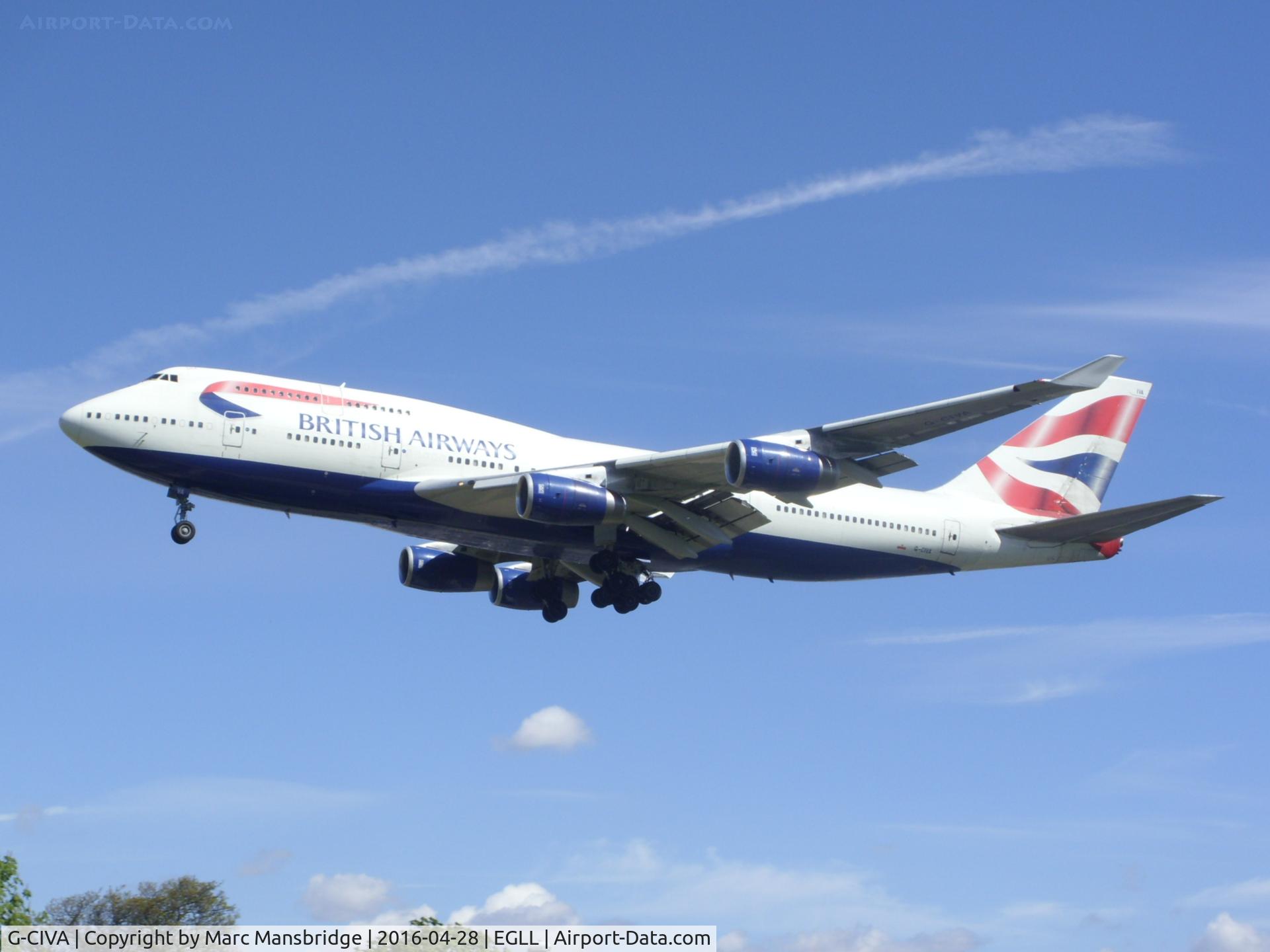 G-CIVA, 1993 Boeing 747-436 C/N 27092, Landing runway 27L at Heathrow airport EGLL