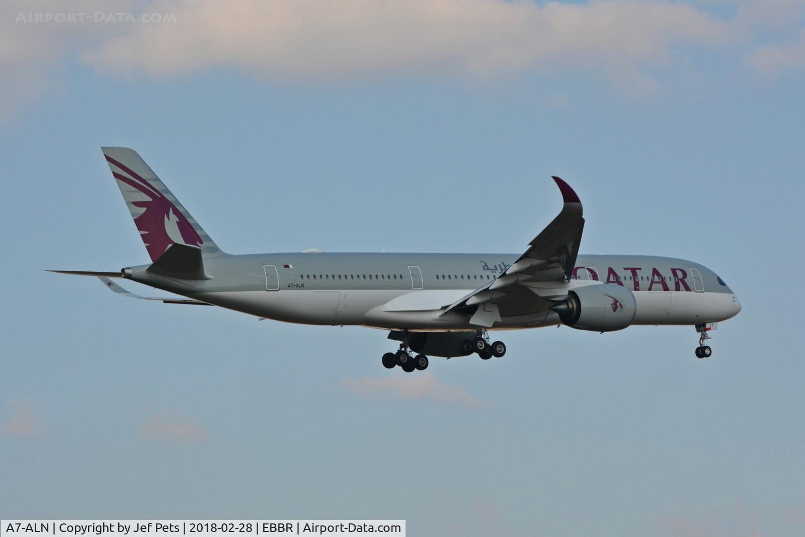 A7-ALN, 2016 Airbus A350-941 C/N 047, Final to rwy 07L.
