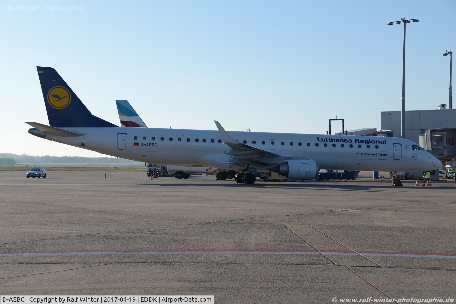 D-AEBC, 2009 Embraer 195LR (ERJ-190-200LR) C/N 19000320, Embraer ERJ-195LR 190-200LR - CL CLH Lufthansa Cityline 'Oberstdorf' - 19000320 - D-AEBC 19.04.2017 - CGN