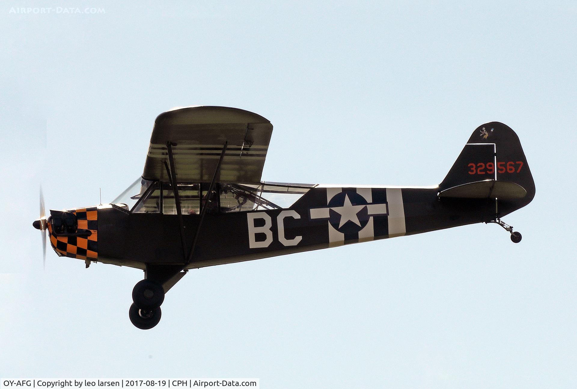 OY-AFG, 1943 Piper L-4H Grasshopper (J3C-65D) C/N 10858, Roskilde Air Show 19.8.2017
