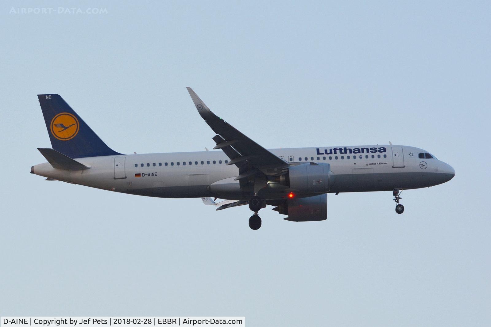 D-AINE, 2016 Airbus A320-271N C/N 7103, Landing at Brussels.