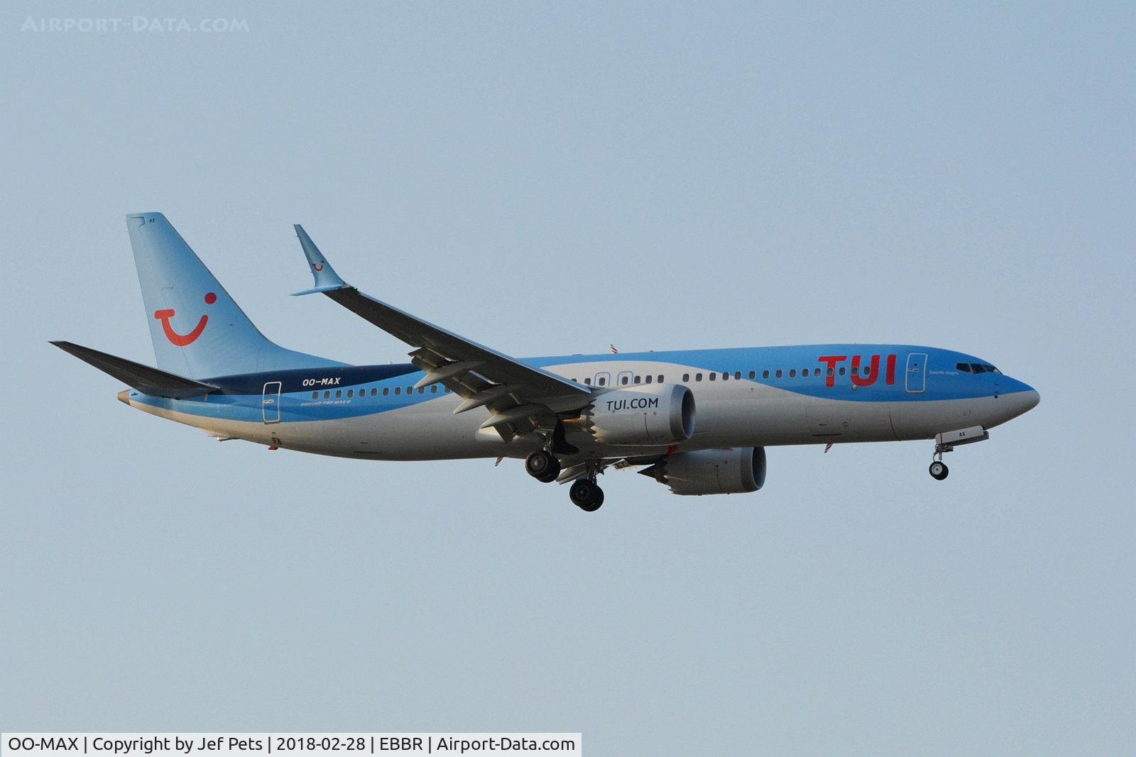OO-MAX, 2017 Boeing 737-8 MAX C/N 44588, Landing at Brussels rwy 07L.