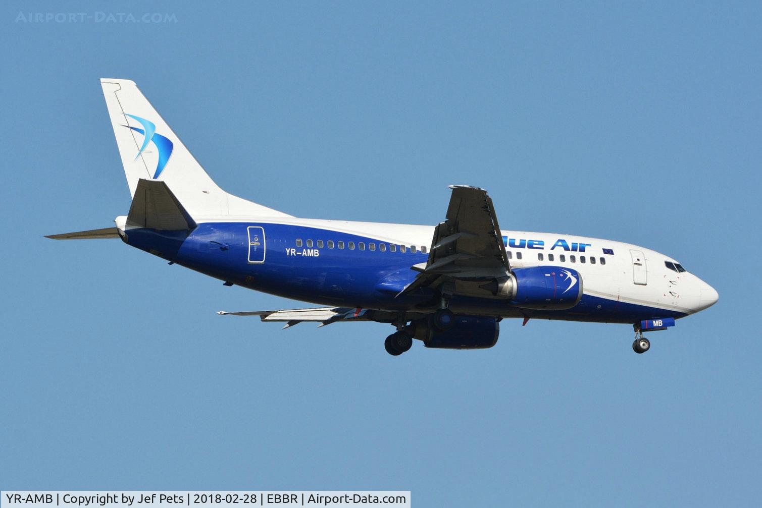 YR-AMB, 1991 Boeing 737-530 C/N 24943, Landing at Brussels Airport.
