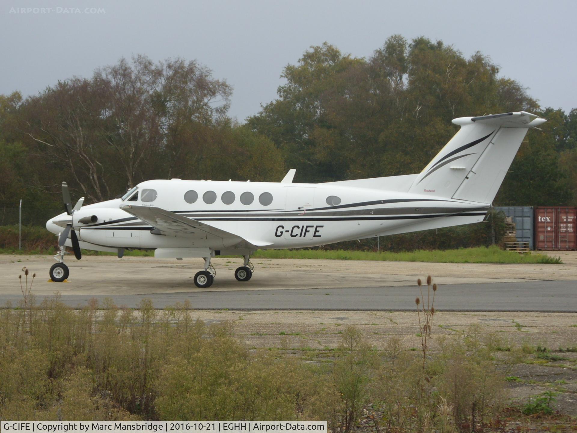 G-CIFE, 2003 Raytheon B200 King Air C/N BB-1829, Parked at Bournemouth airport EGHH