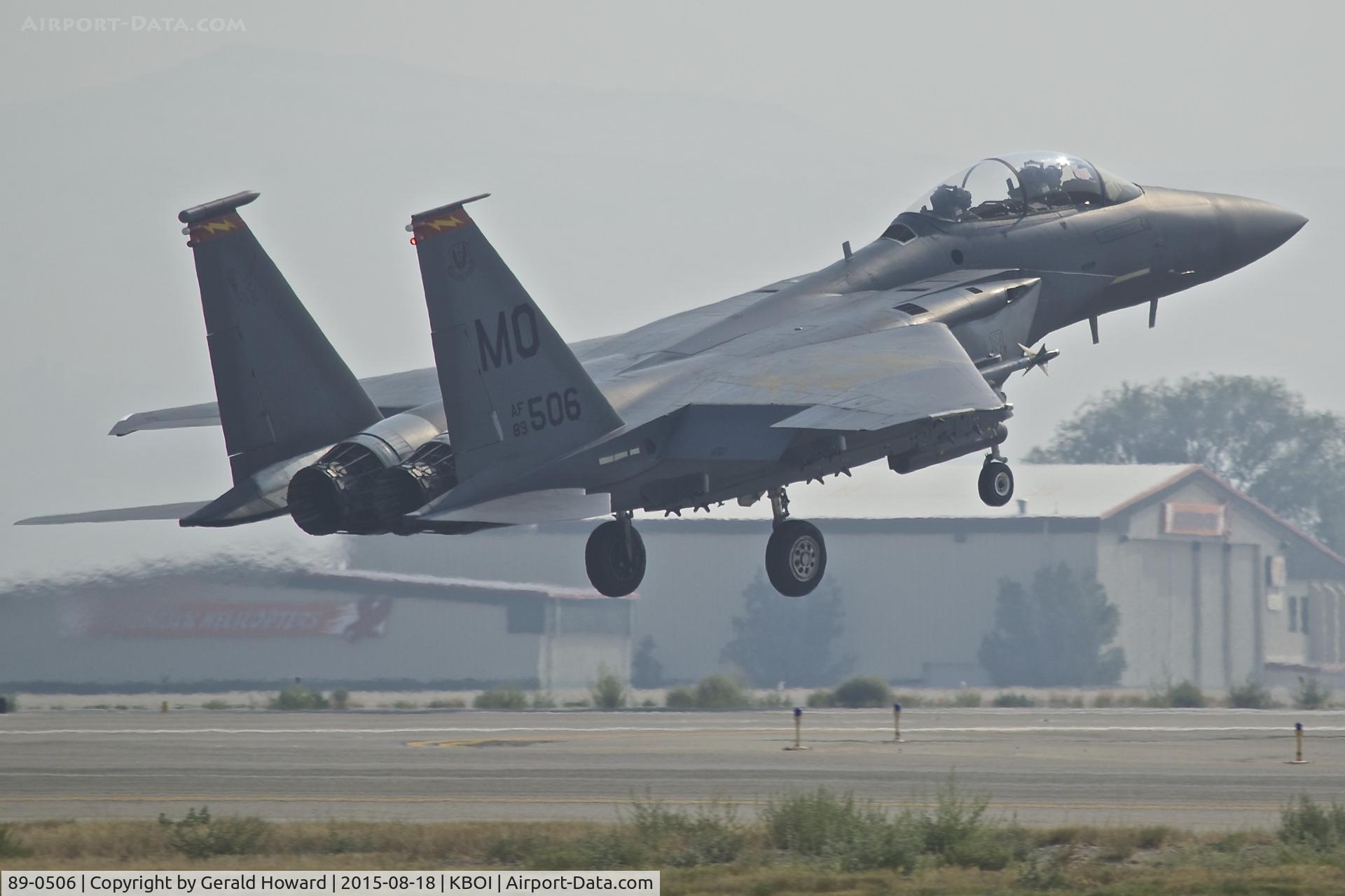 89-0506, 1989 McDonnell Douglas F-15E Strike Eagle C/N 1153/E128, Take off from RWY 10R.  389th Fighter Sq. 