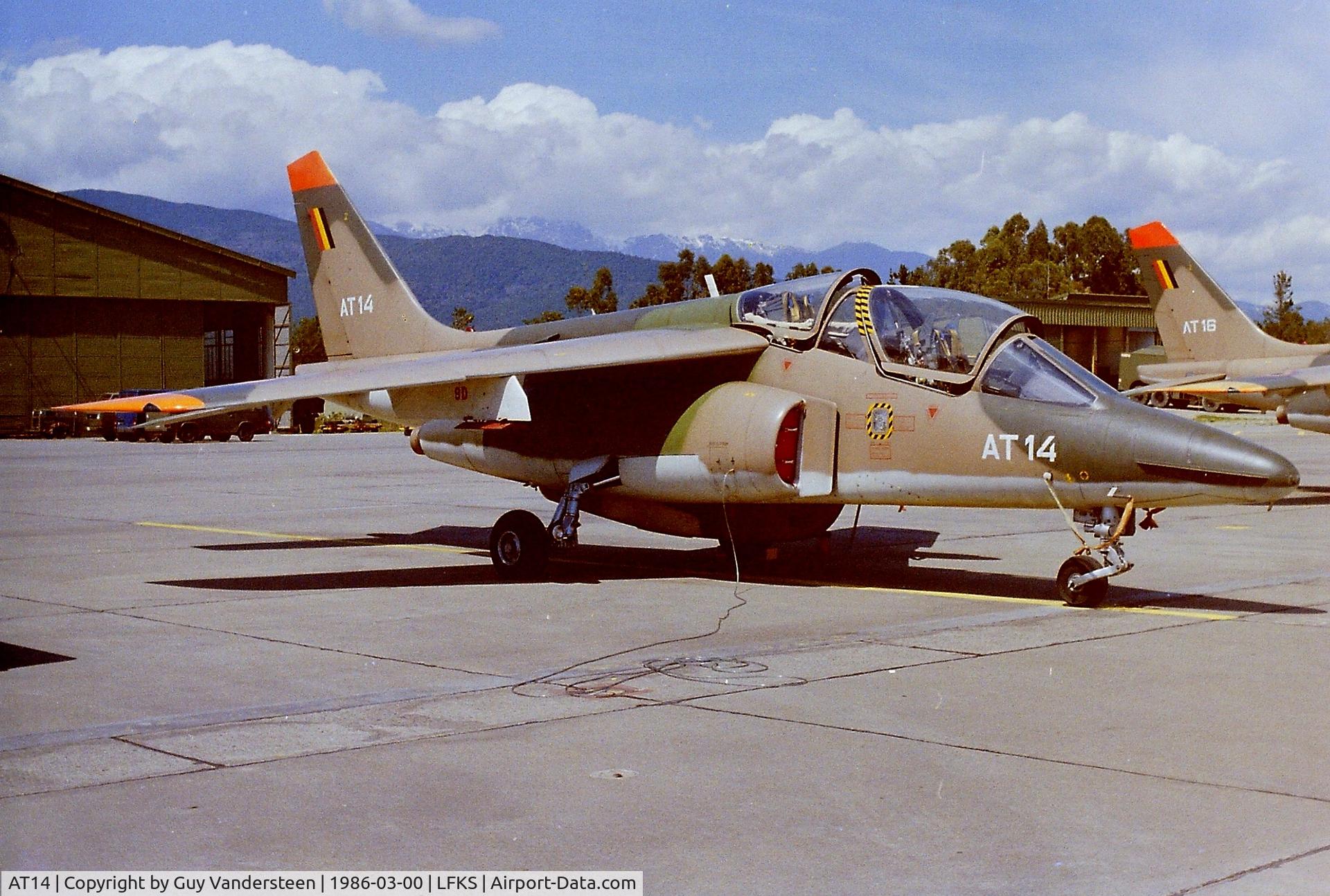 AT14, Dassault-Dornier Alpha Jet 1B C/N B14/1043, BAF Alpha Jet AT-14 at LFKS 1986